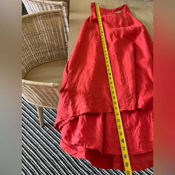 Banana Republic| Vibrant Red 100% Linen Sleeveless Shirt Dress, Lagenlook Style• - Picture 12 of 12